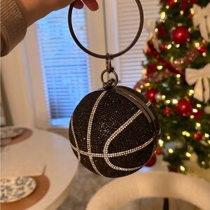Black Rhinestone Basketball Purse